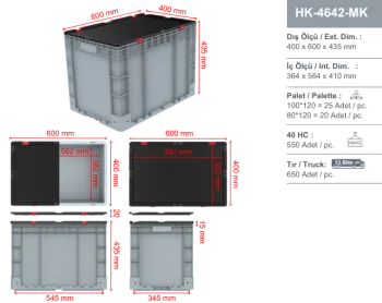 S-HK-4642-MK 400X600X435 KAPAKLI TAŞIMA KASASI - Görsel 6