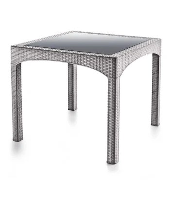S-2573 Rattan Camlı Kare Masa (Temperli) - Görsel 2