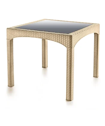 S-2573 Rattan Camlı Kare Masa (Temperli) - Görsel 3