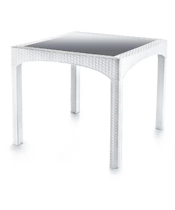 S-2573 Rattan Camlı Kare Masa (Temperli)
