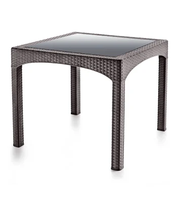 S-2573 Rattan Camlı Kare Masa (Temperli) - Görsel 4