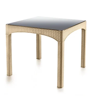S-2576 Rattan Kapalı Camlı Kare Masa (Temperli) - Görsel 3
