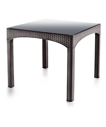 S-2576 Rattan Kapalı Camlı Kare Masa (Temperli) - Görsel 4
