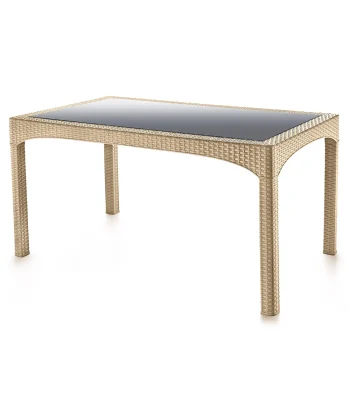 S-2586 90*150 Rattan Camlı Masa (Temperli) - Görsel 2