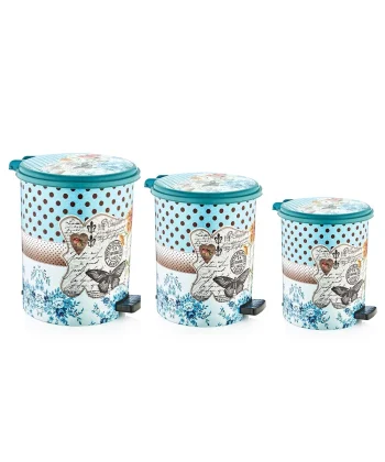 S-4229 IML Pedallı Çöp Kovası 3'lü Set